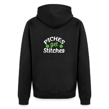 Pinches Get Stitches St Patrick’s Day Shamrock Luck - Veste à capuche bio Premium Unisexe - noir - Dos - Nico (187cm)