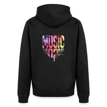 Musique, Casque, Musicien - Veste à capuche bio Premium Unisexe - noir - Dos - Nico (187cm)