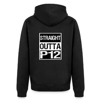P12 Fichtelberg - Unisex Premium Bio Zip Hoodie - Schwarz - Hinten - Nico (187cm)