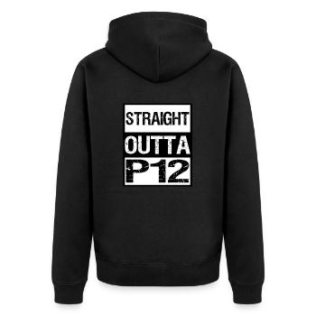 P12 Fichtelberg - Unisex Premium Bio Zip Hoodie - Schwarz - Hinten - Nico (187cm)