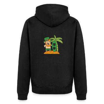 Leprechaun Hawaii Surfen St. Patricks Day Hawaii - Unisex Premium Bio Zip Hoodie - Schwarz - Hinten - Nico (187cm)