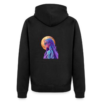 Space Fighter 3 - Unisex Premium Bio Zip Hoodie - Schwarz - Hinten - Nico (187cm)