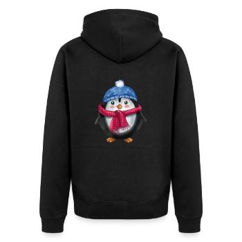 Pinguin - Unisex Premium Bio Zip Hoodie - Schwarz - Hinten - Nico (187cm)