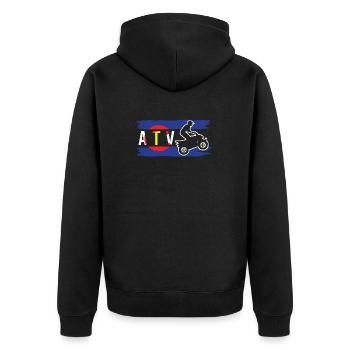 All-Terrain-Fahrzeuge Vintage Colorado Flagge Kunst - Unisex Premium Bio Zip Hoodie - Schwarz - Hinten - Nico (187cm)