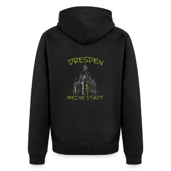 Dresde ma ville - Veste à capuche bio Premium Unisexe - noir - Dos - Nico (187cm)