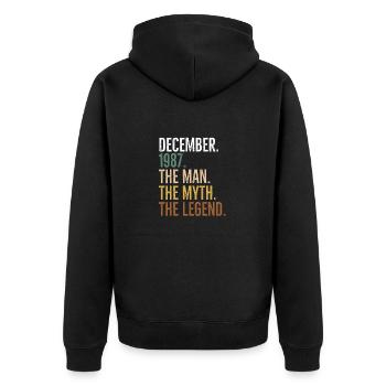 Dezember 1987 Der Mann Der Mythos Die Legende - Unisex Premium Bio Zip Hoodie - Schwarz - Hinten - Nico (187cm)