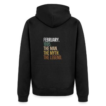 Februar 1995 Der Mann Der Mythos Die Legende - Unisex Premium Bio Zip Hoodie - Schwarz - Hinten - Nico (187cm)