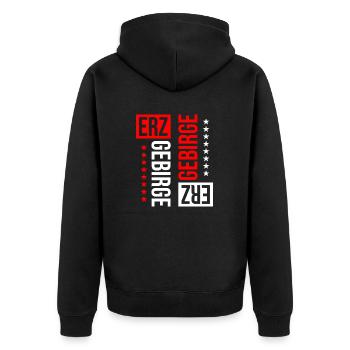 Erzgebirge Heimat Sachsen - Unisex Premium Bio Zip Hoodie - Schwarz - Hinten - Nico (187cm)