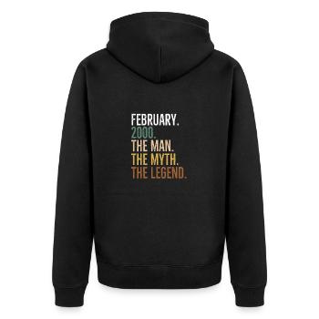 Februar 2000 The Man The Myth The Legend - Unisex Premium Bio Zip Hoodie - Schwarz - Hinten - Nico (187cm)
