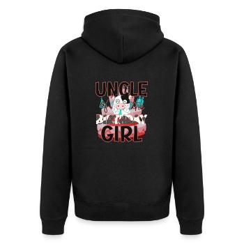 Uncle of The Birthday Girl Cow Matching Family - Unisex Premium Organic Zip Hoodie - black - Back - Nico (187cm)