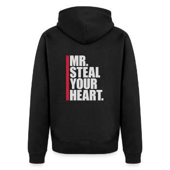 mr steal your heart - Unisex Premium Organic Zip Hoodie - black - Back - Nico (187cm)