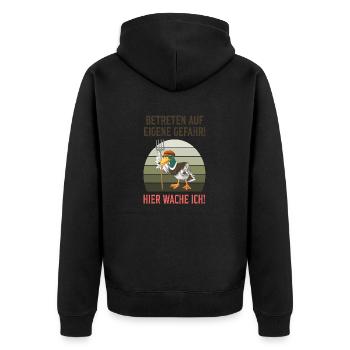 Betreten auf eigene Gefahr! Ente Mistgabel - Unisex Premium Bio Zip Hoodie - Schwarz - Hinten - Nico (187cm)