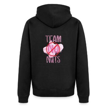 Gender Reveal Team No Nuts Matching Family Baby - Unisex Premium Bio Zip Hoodie - Schwarz - Hinten - Nico (187cm)