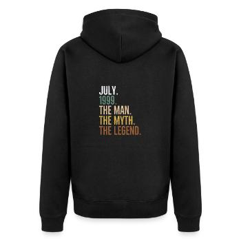 July 1999 The Man The Myth The Legend - Unisex Premium Organic Zip Hoodie - black - Back - Nico (187cm)
