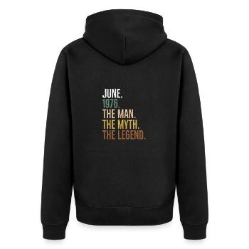 June 1976 The Man The Myth The Legend - Unisex Premium Organic Zip Hoodie - black - Back - Nico (187cm)
