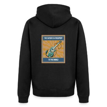 Guitar Passport World Instrument Music Gift Idea - Unisex Premium Organic Zip Hoodie - black - Back - Nico (187cm)