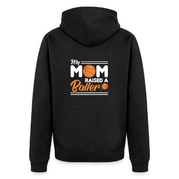 Basketball baller mom sports - Unisex Premium Bio Zip Hoodie - Schwarz - Hinten - Nico (187cm)