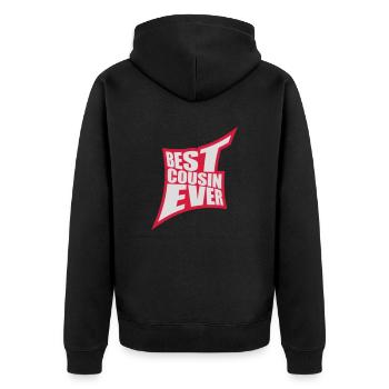 best cousin ever Zitat - Unisex Premium Bio Zip Hoodie - Schwarz - Hinten - Nico (187cm)
