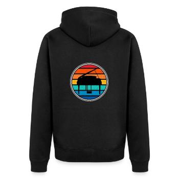 Klavier Flügel vintage funny Design - Unisex Premium Bio Zip Hoodie - Schwarz - Hinten - Nico (187cm)