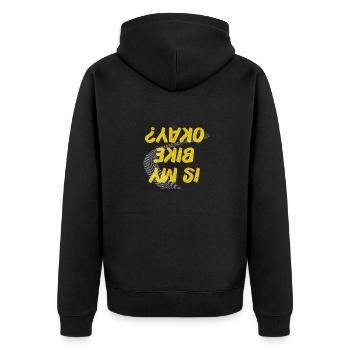 Est-ce que mon vélo va bien? T-Shirt Funny Vintage - Veste à capuche bio Premium Unisexe - noir - Dos - Nico (187cm)
