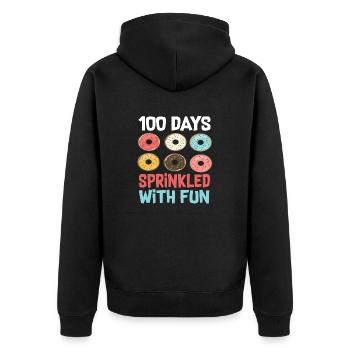 100 jours saupoudrés de beignets amusants - Veste à capuche bio Premium Unisexe - noir - Dos - Nico (187cm)
