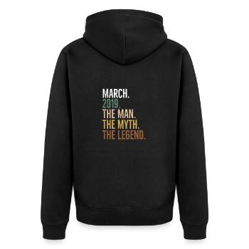 March 2019 The Man The Myth The Legend - Unisex Premium Organic Zip Hoodie - black - Back - Nico (187cm)
