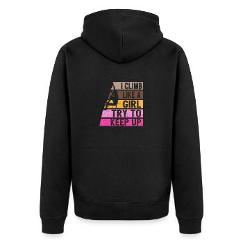 Escalade Je grimpe comme une fille Expériences - Veste à capuche bio Premium Unisexe - noir - Dos - Nico (187cm)