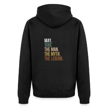 May 1986 The Man The Myth The Legend - Unisex Premium Organic Zip Hoodie - black - Back - Nico (187cm)