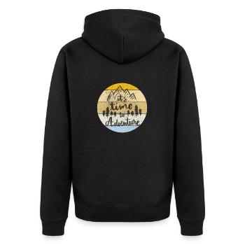 it s time to Adventure - Unisex Premium Bio Zip Hoodie - Schwarz - Hinten - Nico (187cm)
