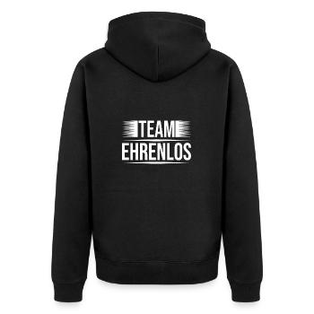 Team Ehrenlos - Unisex Premium Bio Zip Hoodie - Schwarz - Hinten - Nico (187cm)