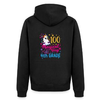 100 magische Tage des Einhorns der 4. Klasse - Unisex Premium Bio Zip Hoodie - Schwarz - Hinten - Nico (187cm)