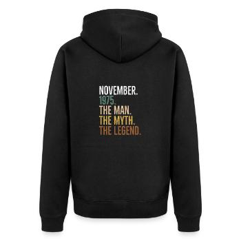 November 1975 The Man The Myth The Legend - Unisex Premium Organic Zip Hoodie - black - Back - Nico (187cm)
