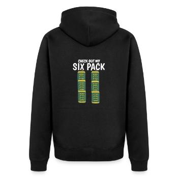 Check out my Six Pack - Unisex Premium Organic Zip Hoodie - black - Back - Nico (187cm)