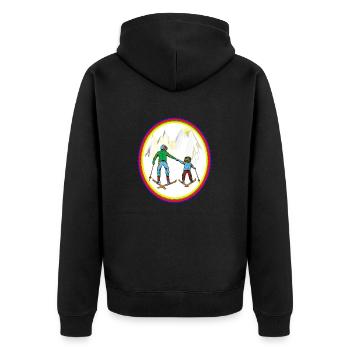 Father and son go skiing in the mountains - Unisex Premium Organic Zip Hoodie - black - Back - Nico (187cm)