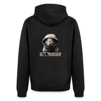 Igitt Menschen Ratte Lustiges Spruch Statement Sar - Unisex Premium Bio Zip Hoodie - Schwarz - Hinten - Nico (187cm)