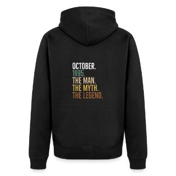 Oktober 1995 Der Mann Der Mythos Die Legende - Unisex Premium Bio Zip Hoodie - Schwarz - Hinten - Nico (187cm)