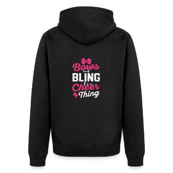 Bögen & Bling It's A Cheer Thing | Cheerleading - Unisex Premium Bio Zip Hoodie - Schwarz - Hinten - Nico (187cm)