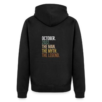 Octobre 2022 L’homme Le mythe La légende - Veste à capuche bio Premium Unisexe - noir - Dos - Nico (187cm)