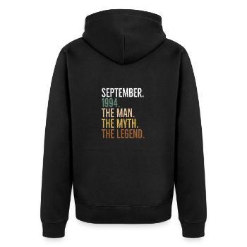 September 1994 The Man The Myth The Legend - Unisex Premium Organic Zip Hoodie - black - Back - Nico (187cm)