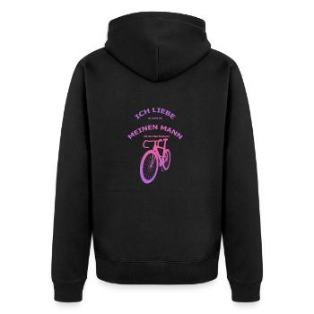 Rennrad Liebe meinen Mann! Perspektive Rosa - Unisex Premium Bio Zip Hoodie - Schwarz - Hinten - Nico (187cm)