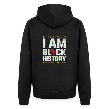 I Am Black History Black History Month - Unisex Premium Organic Zip Hoodie - black - Back - Nico (187cm)