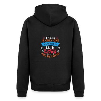 THERE IS ONLY ONE HAPPINESS IN LIFE TO LOVE AND - Unisex Premium Organic Zip Hoodie - black - Back - Nico (187cm)