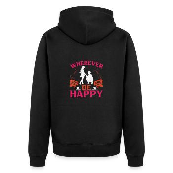 OÙ QUE VOUS SOYEZ, SOYEZ HEUREUX - Veste à capuche bio Premium Unisexe - noir - Dos - Nico (187cm)