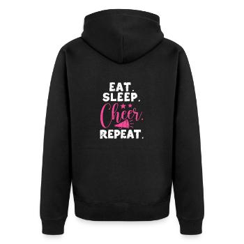 Eat Sleep Cheer Repeat Cheerleading TShirt - Unisex Premium Bio Zip Hoodie - Schwarz - Hinten - Nico (187cm)