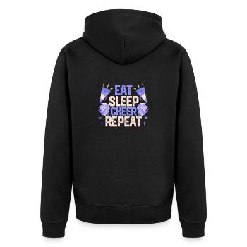 Eat Sleep Cheer Repeat Cheerleading Funny - Unisex Premium Bio Zip Hoodie - Schwarz - Hinten - Nico (187cm)