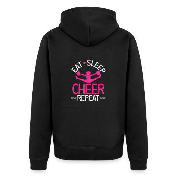 Cheerleading - Eat Sleep Cheer Repeat Cheerleader - Unisex Premium Bio Zip Hoodie - Schwarz - Hinten - Nico (187cm)