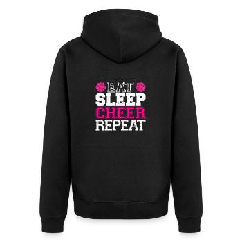 Cheerleading - Eat Sleep Cheer Repeat Cheerleader - Unisex Premium Bio Zip Hoodie - Schwarz - Hinten - Nico (187cm)