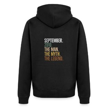 September 2010 The Man The Myth The Legend - Unisex Premium Organic Zip Hoodie - black - Back - Nico (187cm)