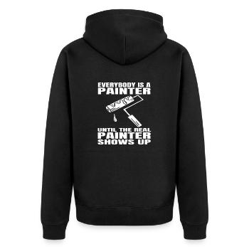 Maler und Lackierer Malerbetrieb Pinsel Streichen - Unisex Premium Bio Zip Hoodie - Schwarz - Hinten - Nico (187cm)