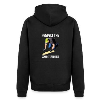Respect The Concrete Finisher Cement Masonry Work - Unisex Premium Organic Zip Hoodie - black - Back - Nico (187cm)